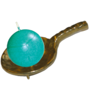 Bild von 1 massiver Messingständer & 1 Eisblumenkerze grün