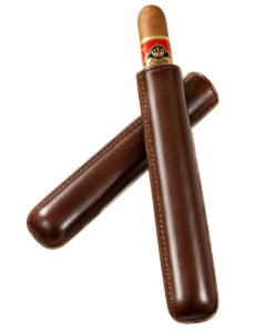 Bild von 1 Lederetui braun, gefüllt mit einer feinen Cigarre
